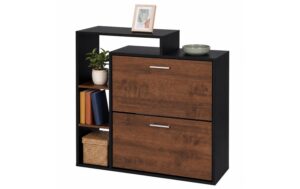 Relaxdays Schuhschrank mit 2 Klappen Schwarz/Braun kaufen Schweiz | Mediatech.ch