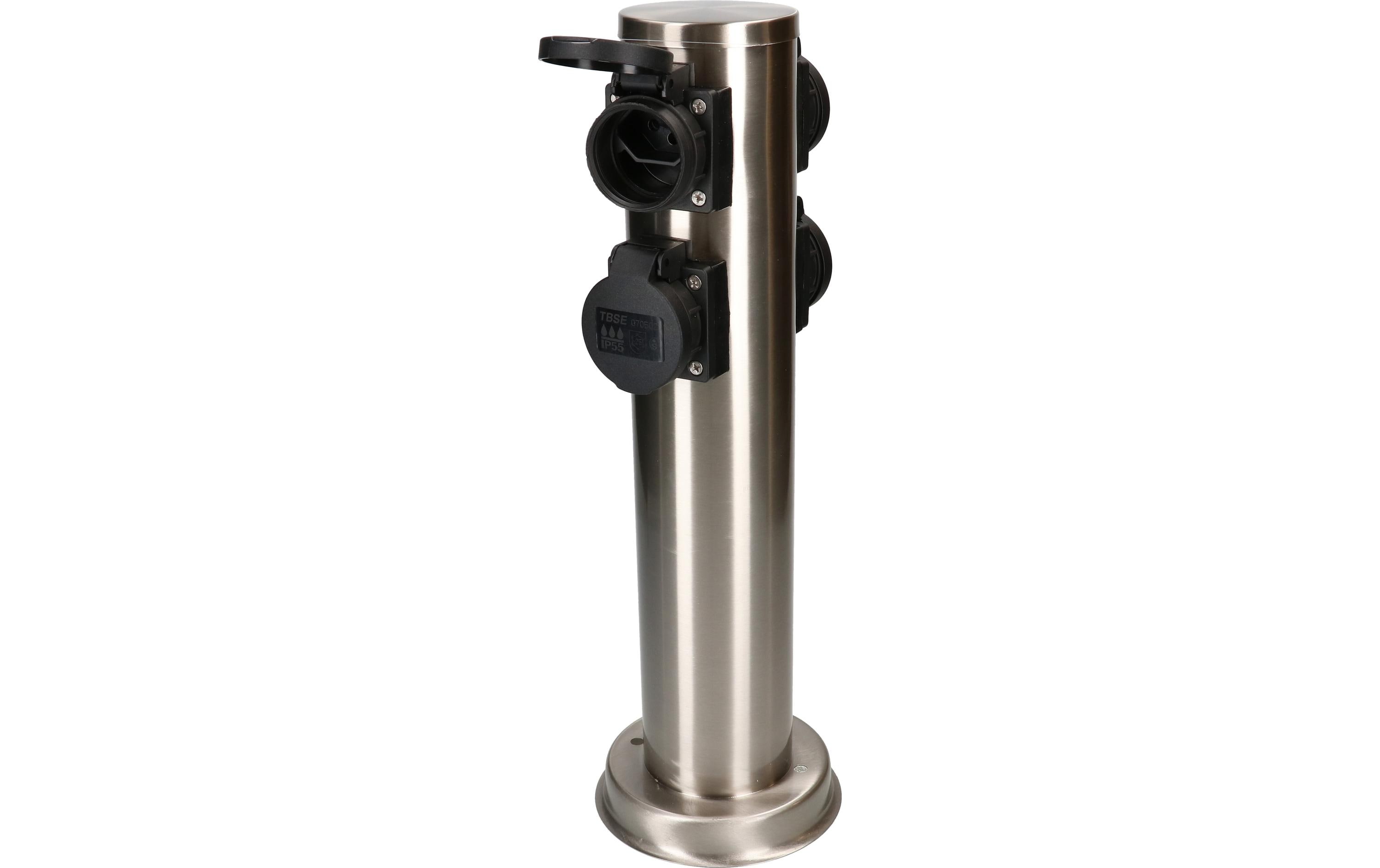 MAX HAURI SPLIT Gartensteckdosensäule 4x Typ 13, IP55, rund, Edelstahl kaufen Schweiz | Mediatech.ch