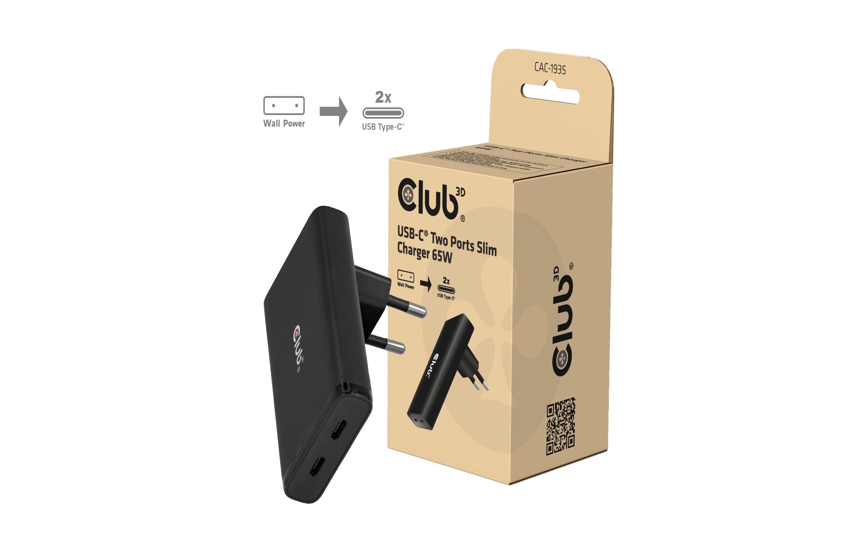 Club 3D CAC-1935 USB-C Ladegerät slim 2-Poer 65W kaufen Schweiz | Mediatech.ch