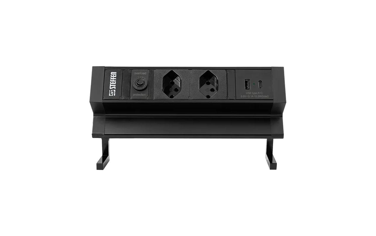 STEFFEN Tischsteckdosenleiste ALU DESK 2x T13, USB-A+C, Schwarz kaufen Schweiz | Mediatech.ch