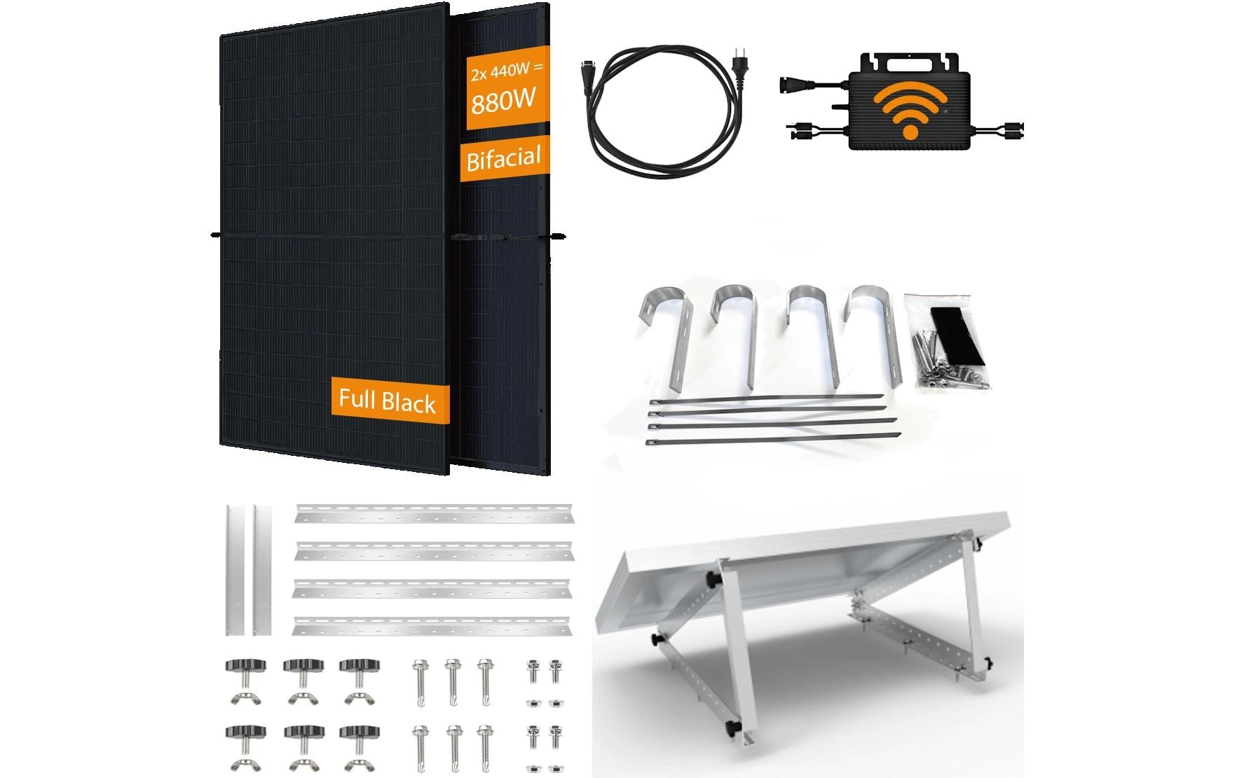 Technaxx Solar Balkonkraftwerk 600W TX-355 HMS-600, 2x 440 W Modul, 2x Halterung, K 5m kaufen Schweiz | Mediatech.ch