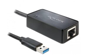 Delock: USB3.0 zu LAN Adapter, schwarz 10/100/1000Mbps Gigabit, schwarz