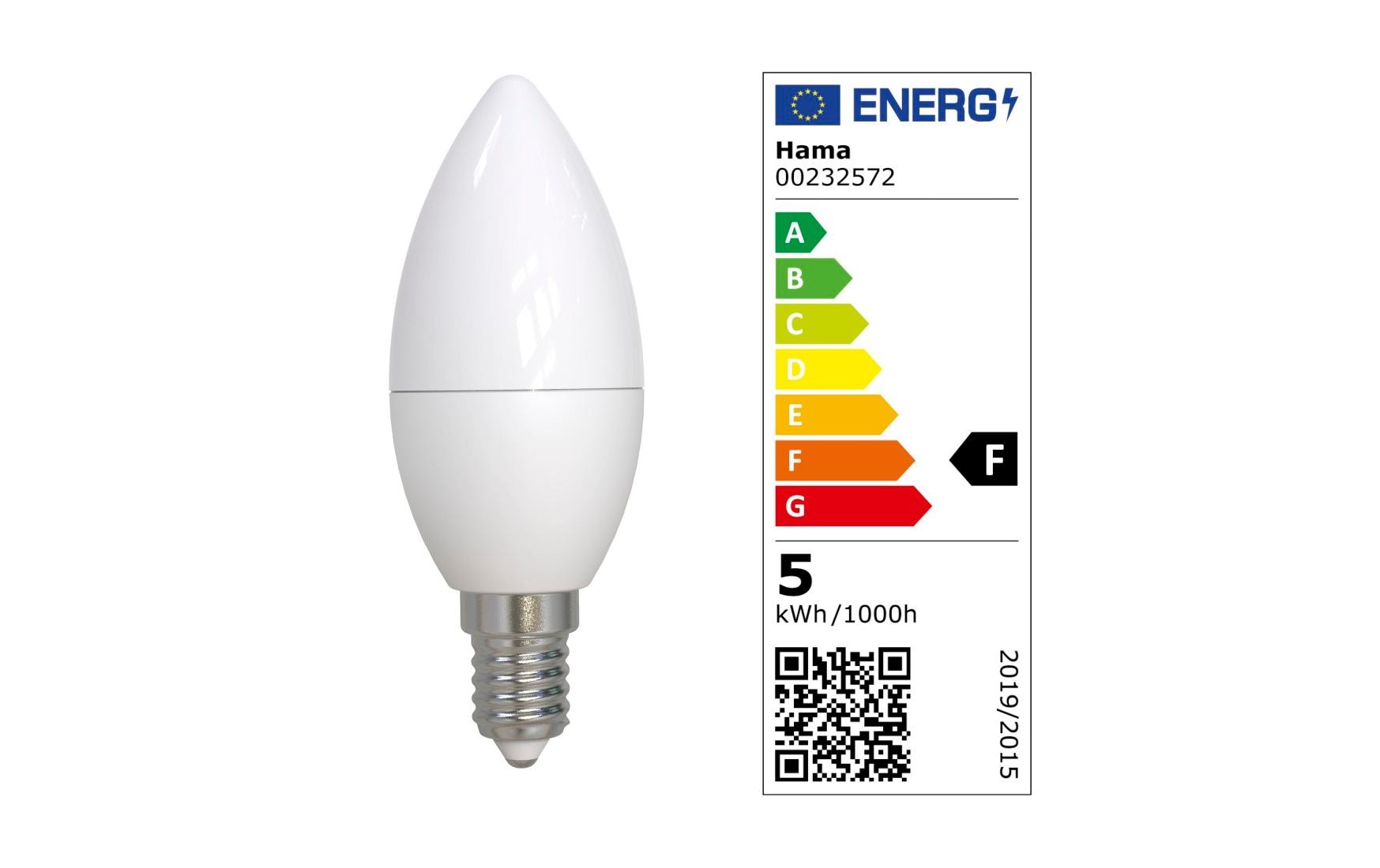 2235100_1 - Mediatech Hama LED-Lampe E14, 470lm, 40W, Kerze C37, matt, warmweiss