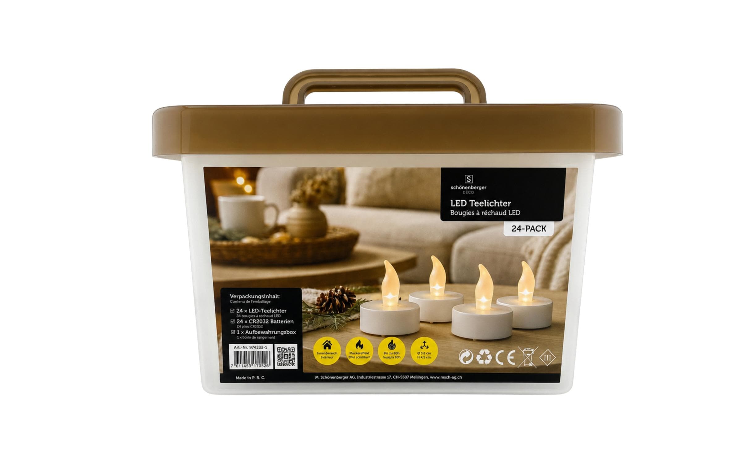 Schönenberger LED Teelicht 24er Pack, Indoor, Weiss, 4.5 cm Höhe kaufen Schweiz | Mediatech.ch
