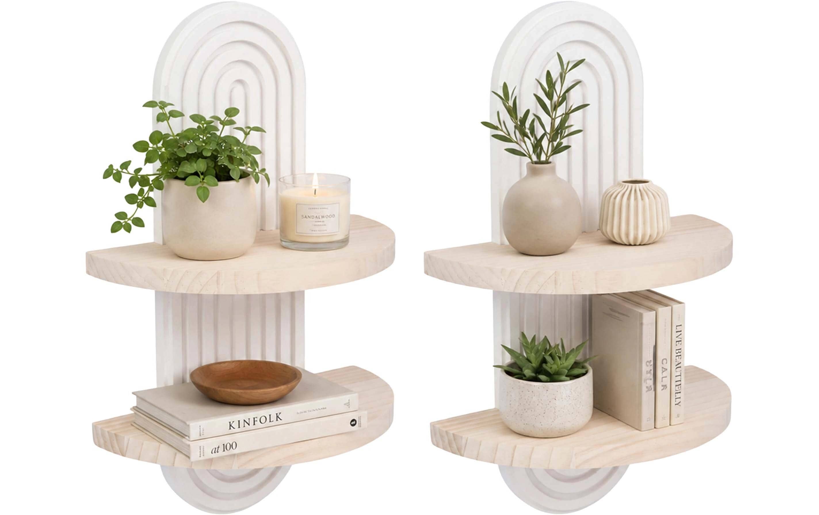Relaxdays Wandregal Boho 2 Ablagen 2er Set, Weiss kaufen Schweiz | Mediatech.ch