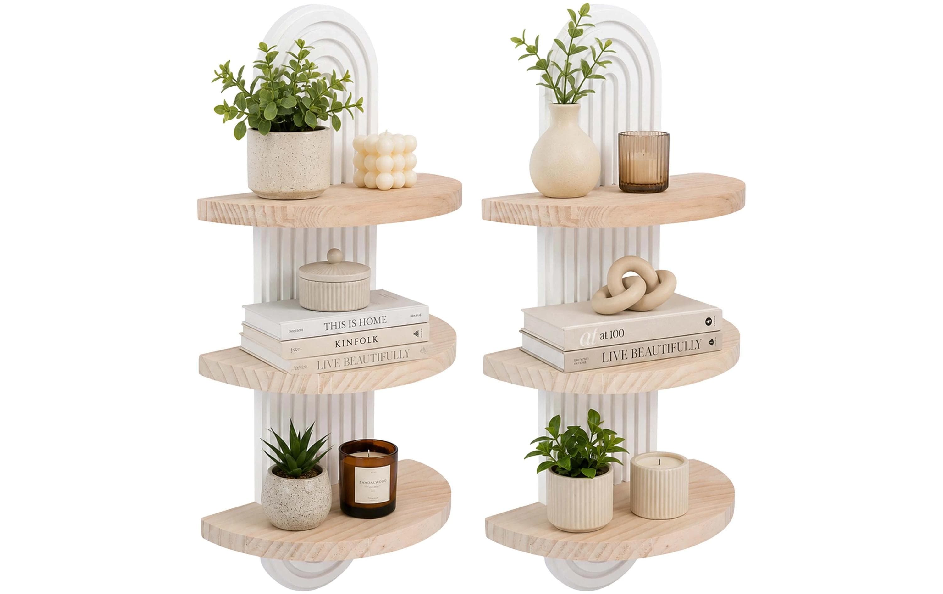 Relaxdays Wandregal Boho 3 Ablagen 2er Set, Weiss kaufen Schweiz | Mediatech.ch