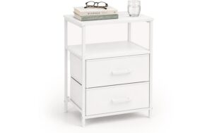 Relaxdays Beistelltisch mit 2 Schubladen Weiss