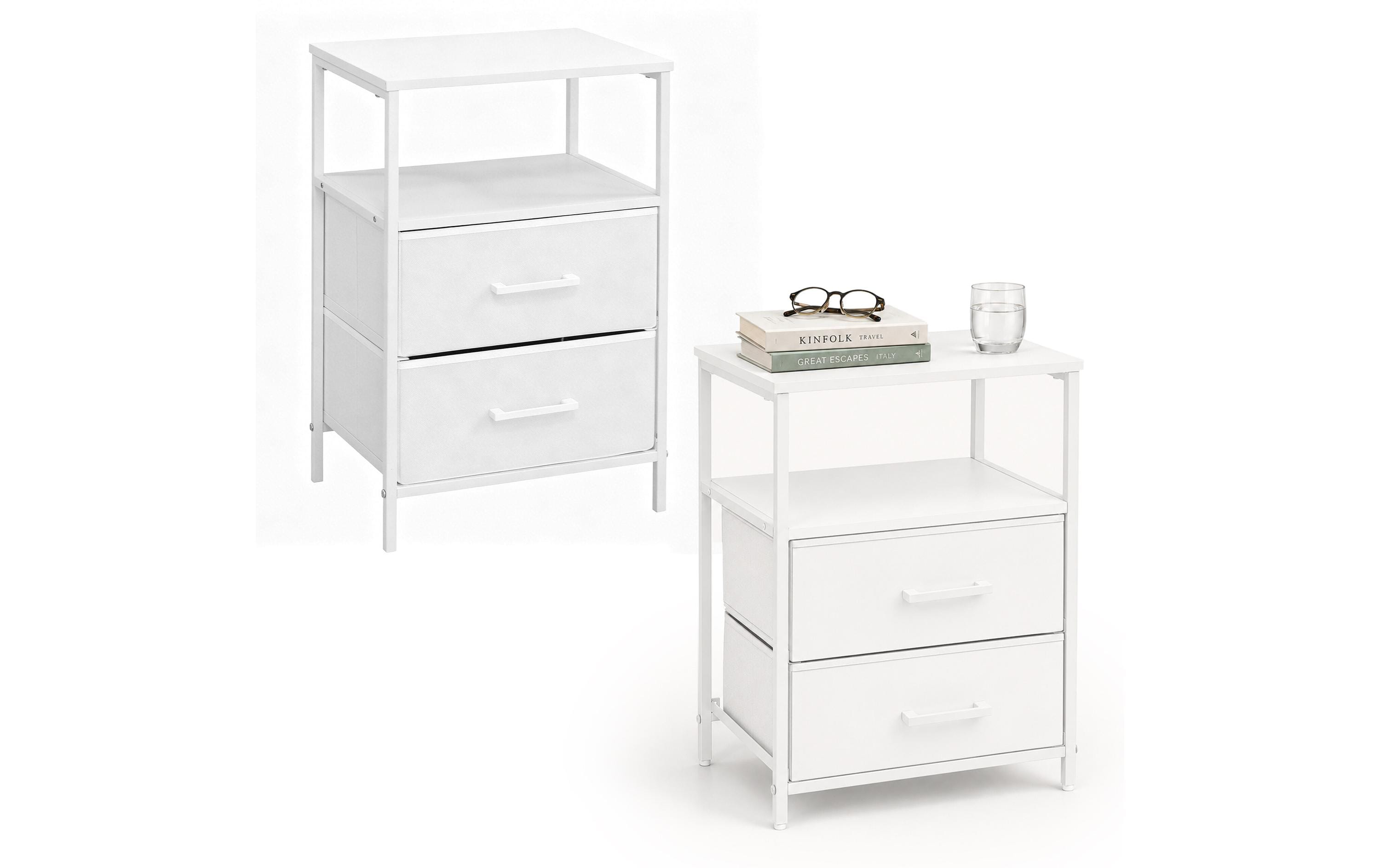 Relaxdays Beistelltisch mit 2 Schubladen 2er Set, Weiss kaufen Schweiz | Mediatech.ch