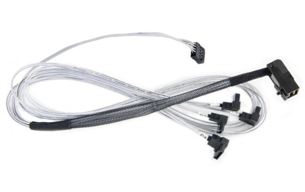 227021 - Mediatech Adaptec HD-SAS Kabel: SFF-8643-4xSATA, 0.8m intern,mit Sideband, alle Stecker gewinkelt