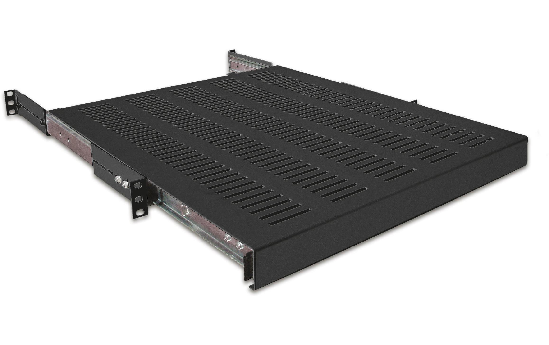230243 - Mediatech 19 WIREWIN 1HE ausziehbarer Fachboden max. Belast. 35kg, Tiefe 1000mm, schwarz