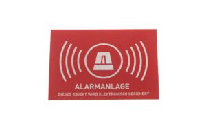 Warn Aufkleber Alarmanlage, deutsch kleine (Abmasse: 74x52.5 mm)