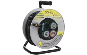 STEFFEN PowerRoll Metallkabelrolle, 4xT13 30m, Gd3x1.5mm²/T12 schwarz
