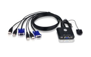 Aten CS22U: USB VGA KVM Switch, 2Port USB 2.0, eingebaute Universalkabel, 2x 0.9m