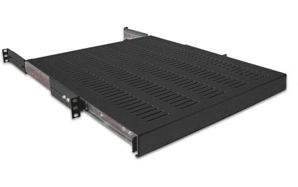 243460 - Mediatech 19 WIREWIN 1HE ausziehbarer Fachboden max. Belast. 35kg, Tiefe 400mm, schwarz