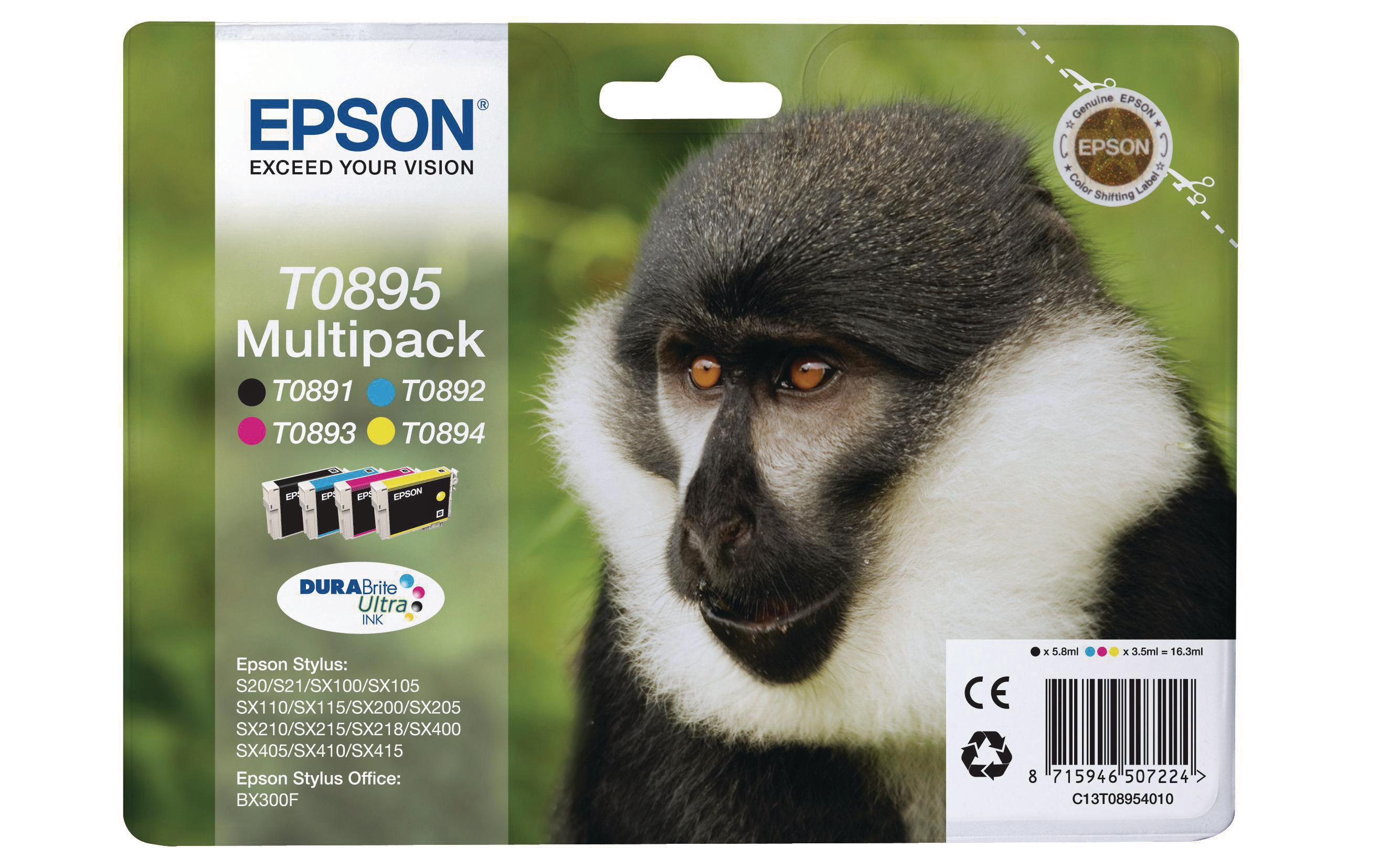 Tinte Epson T08954010 Multipack 4 Farben 4x 3.5ml, zu Stylus DX4400, S20, S21 kaufen Schweiz | Mediatech.ch