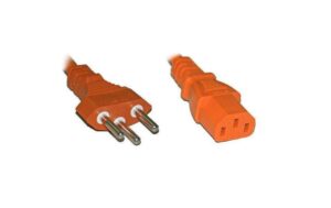Netzkabel 250V/10A: 3 Meter Orange T12 Netzstecker und C13 Buchse