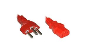 Netzkabel 250V/10A: 5 Meter Rot T12 Netzstecker und C13 Buchse