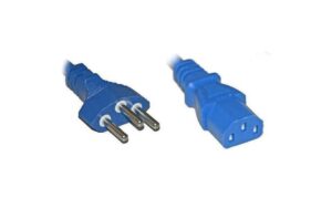 Netzkabel 250V/10A: 1 Meter Blau T12 Netzstecker und C13 Buchse