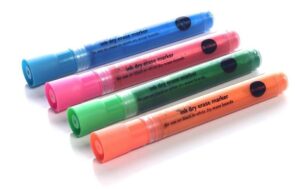 Bi-Office Glassboard-Marker Set blue, green, orange, pink fluorescent