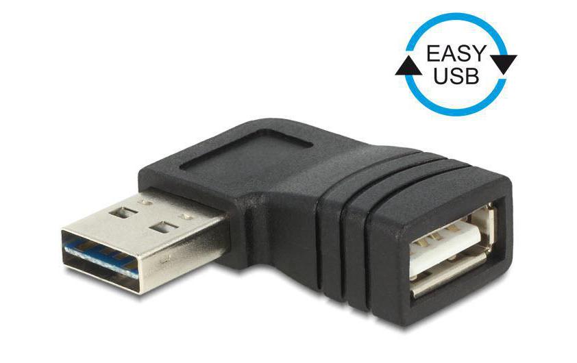 277004_1 - Mediatech USB2.0 Easy Adapter: A-Buchse zu A-Stecker Links-Rechts gewinkelt, Stecker beidseitig