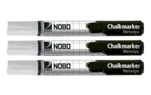 Nobo Boardmarker weiss, 3er Pack hinterlässt keinen Kreidestaub