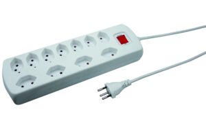 Steckdosenleiste 11xT13, 7x längs, 4x quer mit Schalter, 1.5m Kabel, mit Kinderschutz