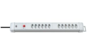 Brennenstuhl Premium-Line Steckdosenleiste 12xT13, ohne Schalter, lichtgrau, 3m Kabel