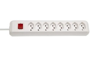 Brennenstuhl Swiss-Line Steckdosenleiste 8xT13, mit Schalter, weiss, 1.5m Kabel