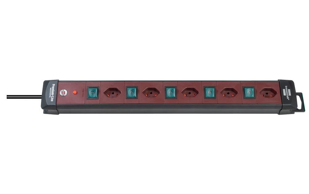 Brennenstuhl Steckdosenleiste 5xT13, quer, mit 5Schalter Schalter leuchtend, schwarz/bordeaux kaufen | Mediatech.ch