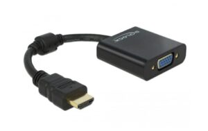 Monitoradapter HDMI-A zu VGA-Bu schwarz HDMI-A Stecker zu VGA Buchse mit Muttern