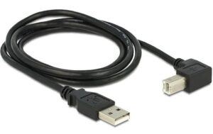 296349 - Mediatech USB2.0-Kabel A-B: 1m, schwarz USB-B Seite 90°gewinkelt