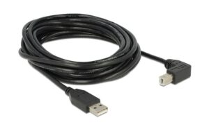 Delock, USB 2.0-Kabel USB A - USB B 5 m USB-B Seite 90°gewinkelt