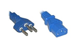 Netzkabel 250V/10A: 2 Meter Blau T12 Netzstecker und C13 Buchse