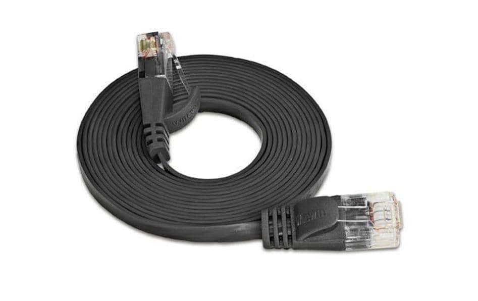Wirewin Slim Patchkabel: UTP, 10m, schwarz Cat.6, AWG36, Klinkenschutz, Längenaufdruck