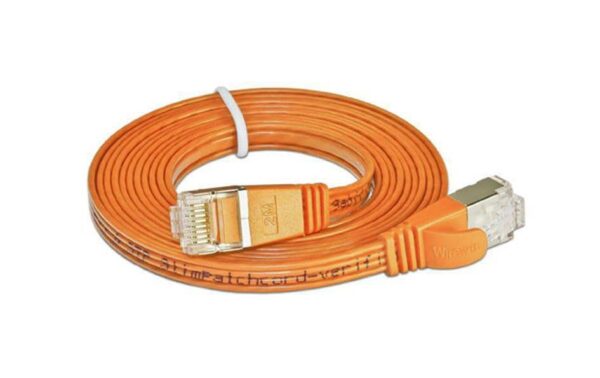 314781 - Mediatech Wirewin Slim Patchkabel: STP, 0.10m, orange Cat.6, AWG36, Klinkenschutz, Längenaufdruck