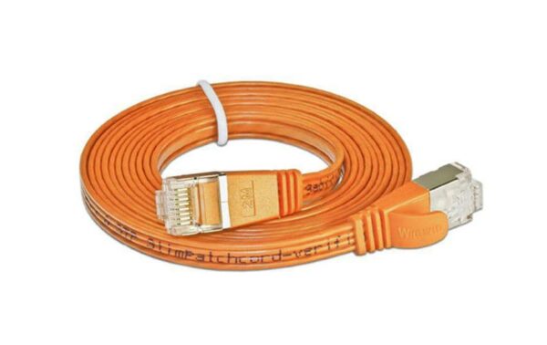 Wirewin Slim Patchkabel: STP, 0.25m, orange Cat.6, AWG36, Klinkenschutz, Längenaufdruck