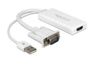 Monitoradapter VGA-St. zu HDMI-Bu., weiss VGA Stecker zu HDMI Buchse, 25cm