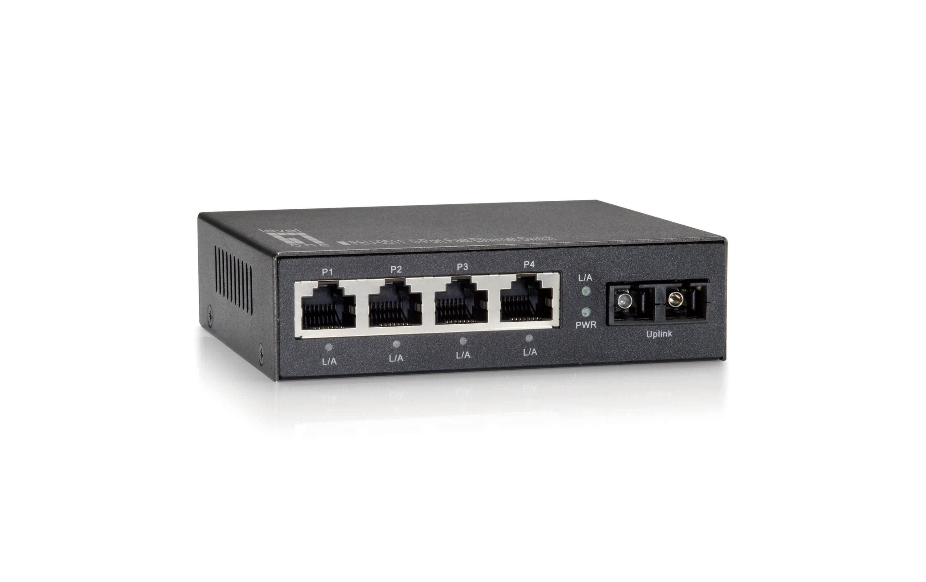 324306 - Mediatech LevelOne FEU-0511: 4+1x Switch, 100Mbit/s 100Mbit/s, 1x MM-SC, lüfterlos, Metallgeh. kaufen Schweiz | Mediatech.ch