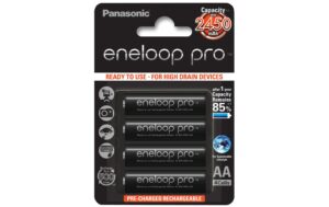 Panasonic eneloop pro BK-3HCDE/4BE, 4er Pack AA, 2500 mAh, 1.2V, vorgeladen,