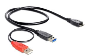 Delock USB3.0 3.5 Festplatten Y-Anschlusskabel 2x A Stecker, 1xMicroB Stecker kaufen | Mediatech.ch