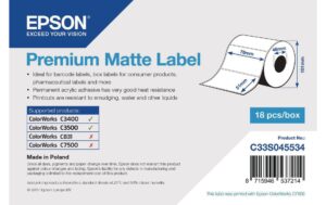 Epson Premium Matte Label 76 mm x 51 mm, 650 Etiketten/Rolle, C33S045534