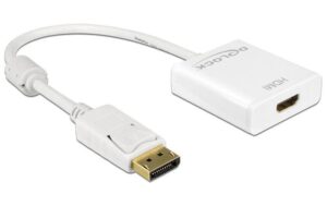 Monitoradapter DP zu HDMI, aktiv,4K Support DP Stecker zu HDMI Buchse , 20cm, weiss