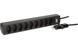 Max Hauri Steckdosenleiste Safety-Line 9xT13, schwarz, mit Reset-Schalter