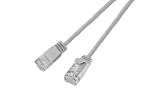 353664 - Mediatech Wirewin Slim Patchkabel: UTP, 15cm,grau Cat.6, AWG36, Klinkenschutz, rund, 2.8mm