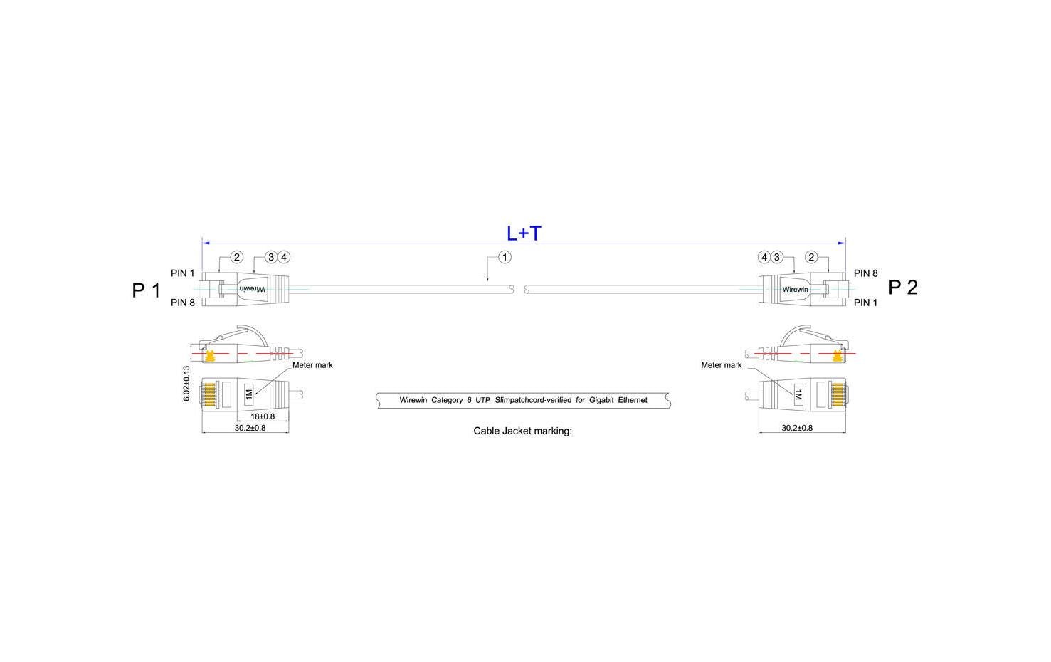 353715_1 - Mediatech Wirewin Slim Patchkabel: UTP, 1m, orange Cat.6, AWG36, Klinkenschutz, rund, 2.8mm