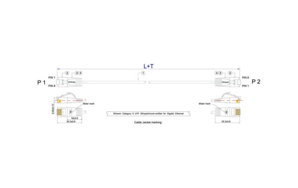 Wirewin Slim Patchkabel: UTP, 5m, orange Cat.6, AWG36, Klinkenschutz, rund, 2.8mm
