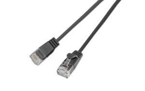 Wirewin Slim Patchkabel: UTP, 1m, schwarz Cat.6, AWG36, Klinkenschutz, rund, 2.8mm