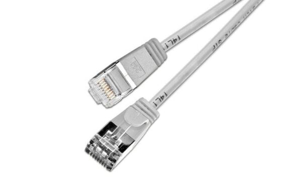 Slim Wirewin Pachkabel: U/FTP, 25cm, grau Cat.6, AWG36, 100% Kupfer, geschirmt, 4mm