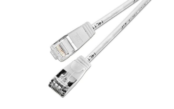 Slim Wirewin Pachkabel: U/FTP, 1m, weiss Cat.6, AWG36, 100% Kupfer, geschirmt, 4mm