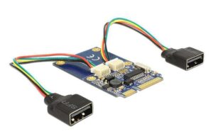 Delock Mini-PCI-Express zu 2x USB Adapter 2x USB2.0 Buchsen, inkl Anschlusskabel kaufen Schweiz | Mediatech.ch